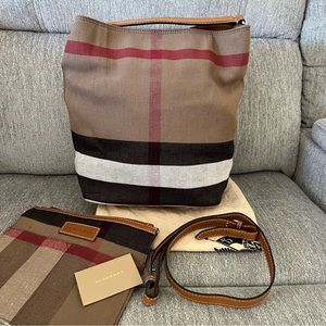 Burberry Ashby Canvas Check Hobo Bag